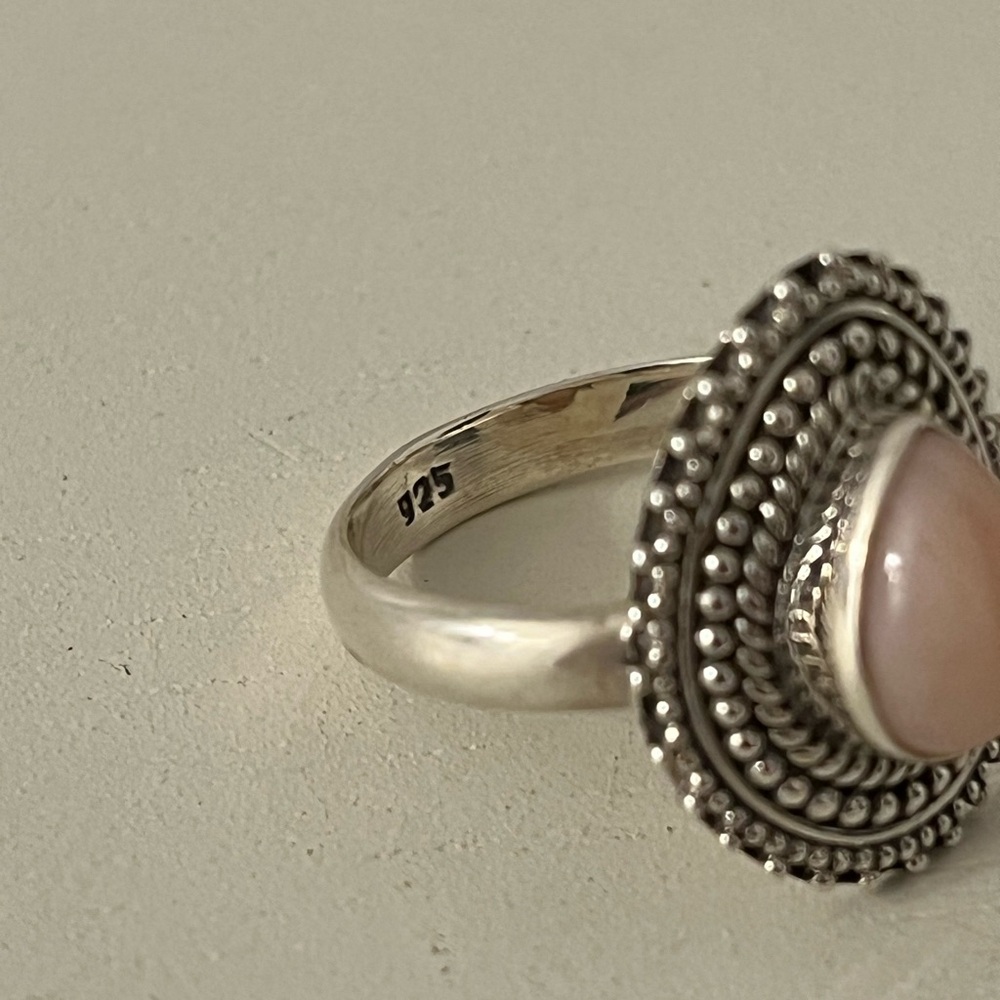 New 925 Solid Sterling Silver Pink Opal Gemstone … - image 6